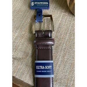 NWT STAFFORD ESSENTIALS Dark Brown Leather Belt Size 44